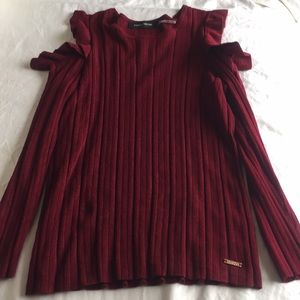 Ivanka Trump Burgundy Cold Shoulder M Sweater